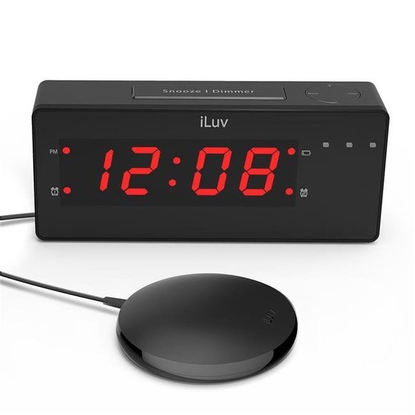 Iluv iLuv HC-TIMESHAKERWOW TimeShaker Wow - Loud Dual Alarm Clock with Super Vibrating Bed Shaker Alert Light Panic Sound Adjuster HC-TIMESHAKERWOW